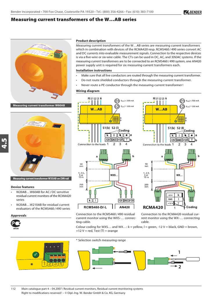 Bender CT Wab | PDF | Transformer | Power Supply