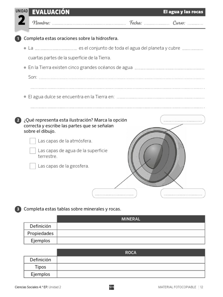 Evaluación Ciencias Sociales 4.º EP | PDF | Tierra | El ciclo del agua
