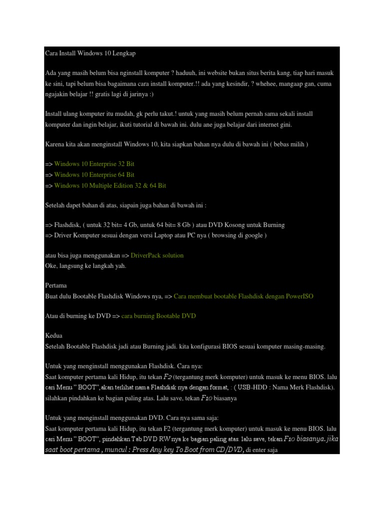 Cara reinstall windows 10