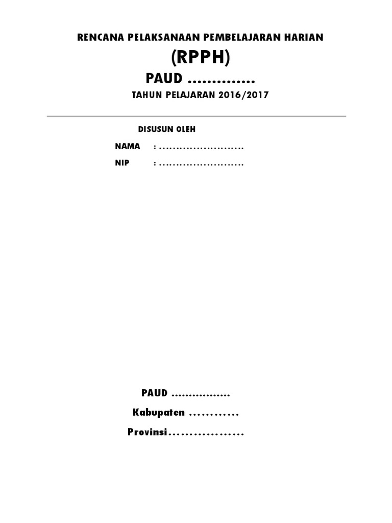 RPPH Paud Tema Diriku Subtema Identitas - Minggu 1 | PDF