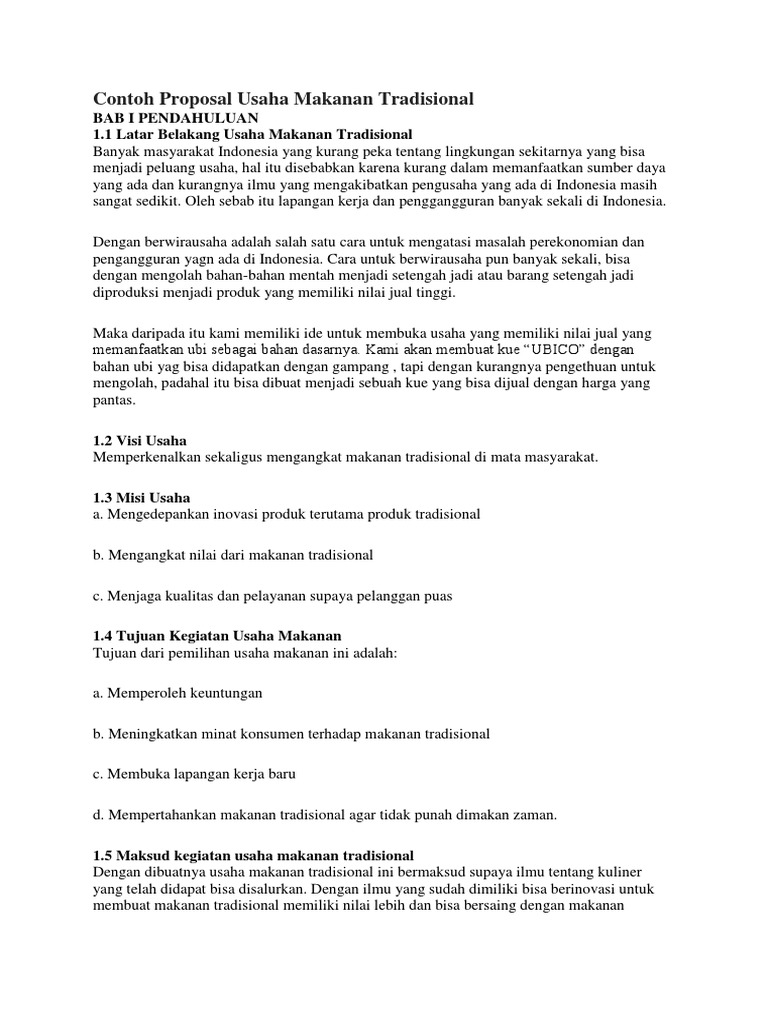 Contoh Proposal Kewirausahaan