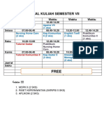 Jadwal Kuliah Semester Vii: Hari Waktu Waktu Waktu Waktu