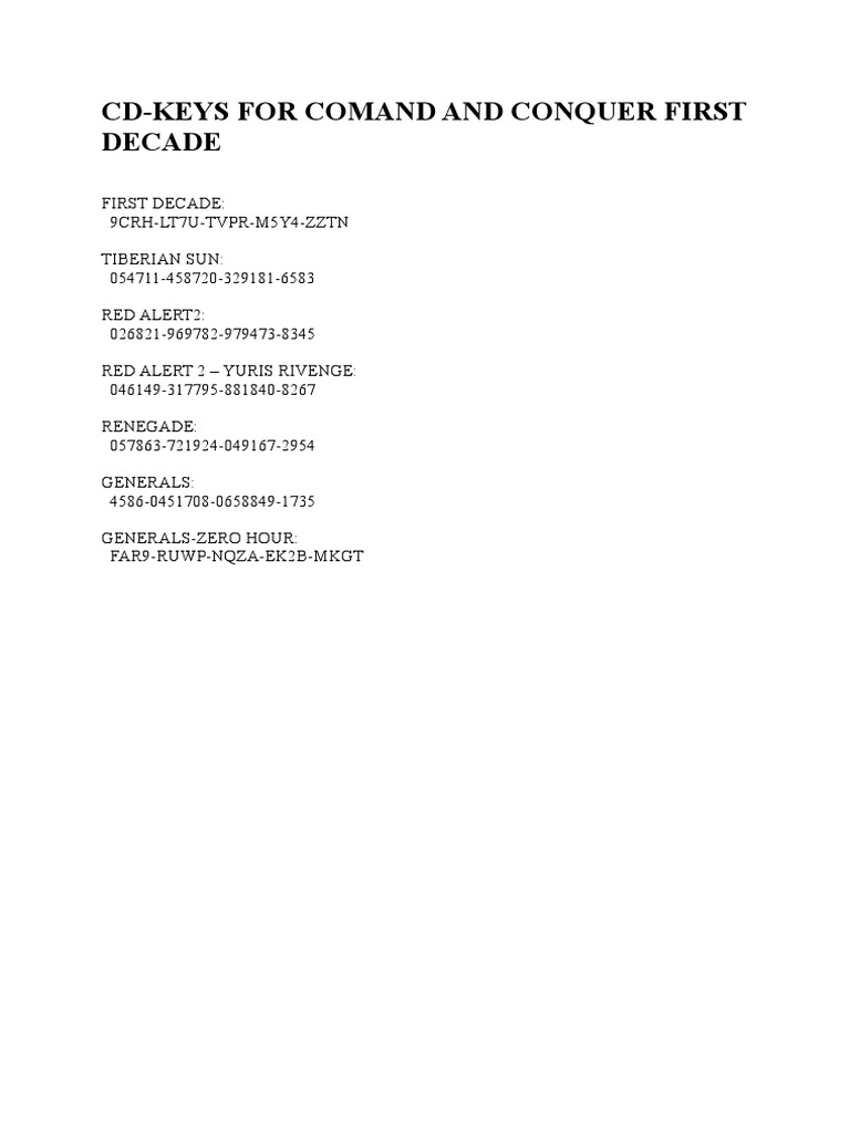 Comand and Conquer-CD Keys | PDF