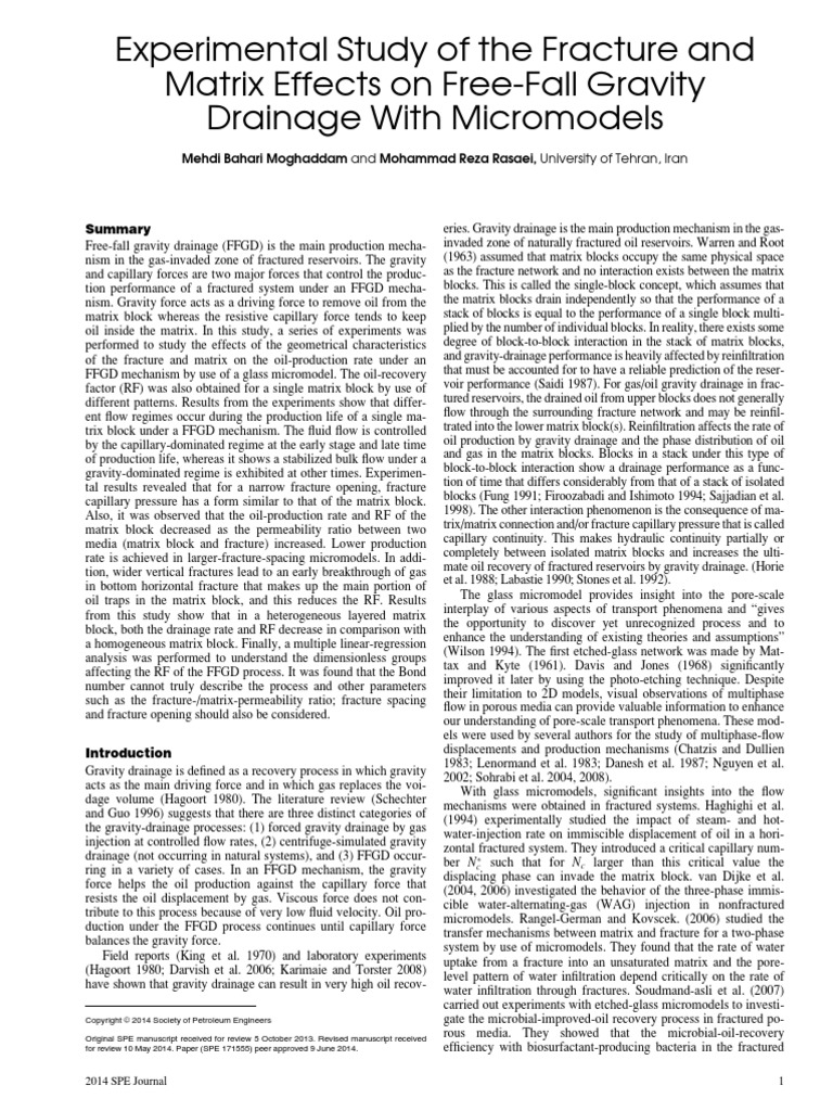 Experimental Study of The Fracture and Matrix Effects On Free Fall ...