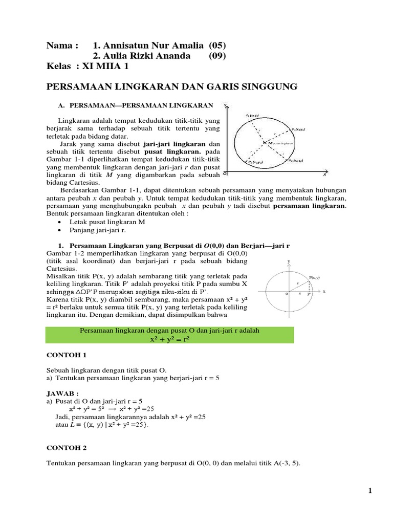 Contoh Soal Dan Pembahasan Bentuk Umum Persamaan Lingkaran