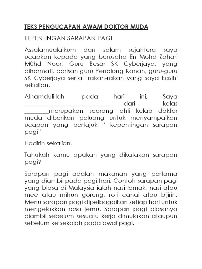 Teks Pengucapan Awam Doktor Muda Pdf