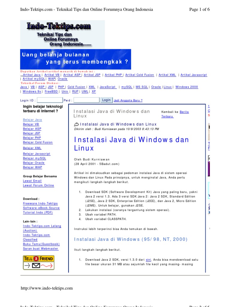Instalasi Java Di Windows Dan Linux | PDF