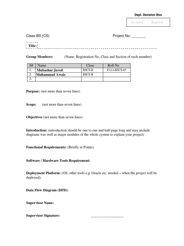 BSC, Project Proposal Template | PDF | Art | Computers