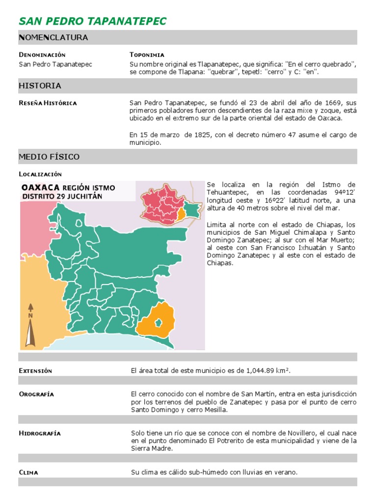 San Pedro Tapanatepec Biografia PDF Ciudad de México Naturaleza