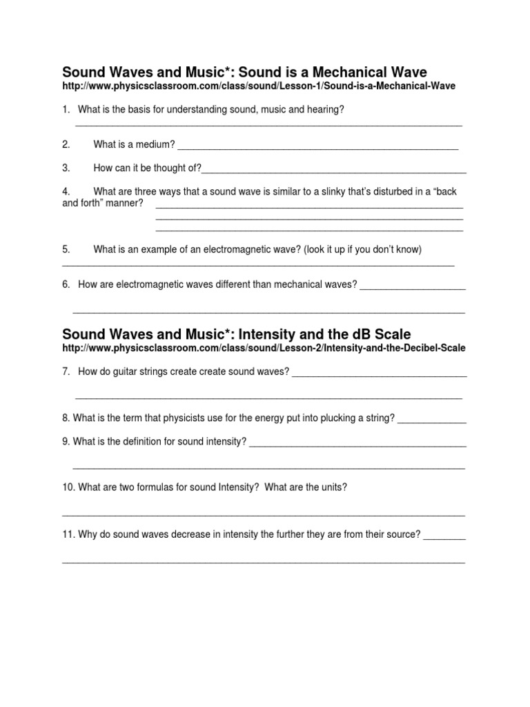 Sound Waves and Music PDF Intensity (Physics) Sound