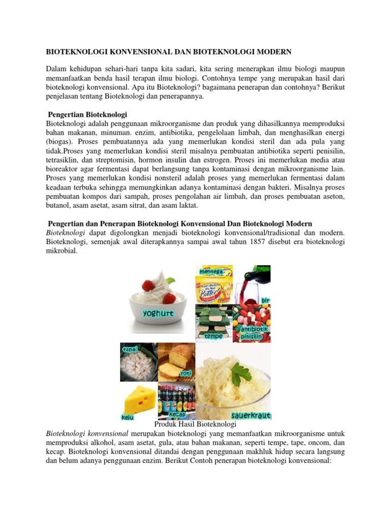 Bioteknologi Konvensional Dan Bioteknologi Modern