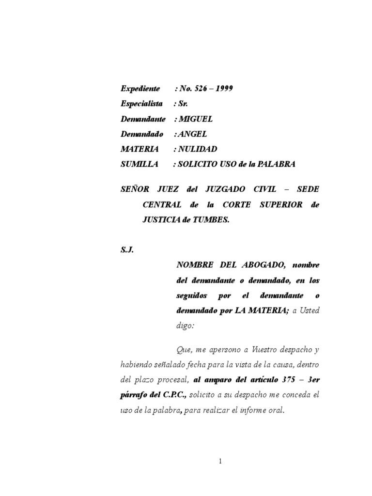 Solicito Uso de La Palabra | PDF