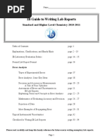 IB Guide To Writing Lab Reports: Standard and Higher Level Chemistry 2010-2011