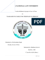 Chanakya National Law University: "Damages Payable For Trespass To Person"