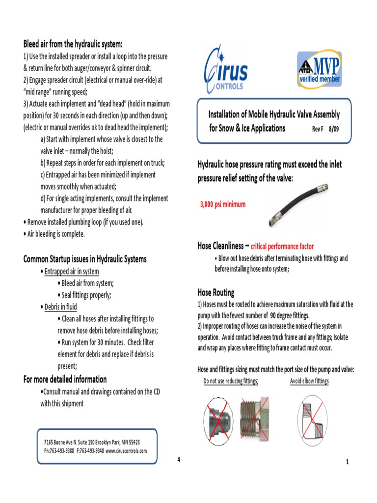 Cirus Controls Valve Assy Install and Commissioning Procedure 8.09