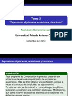 Tema 2 Expresiones Algebraicas, Ecuaciones y Funciones