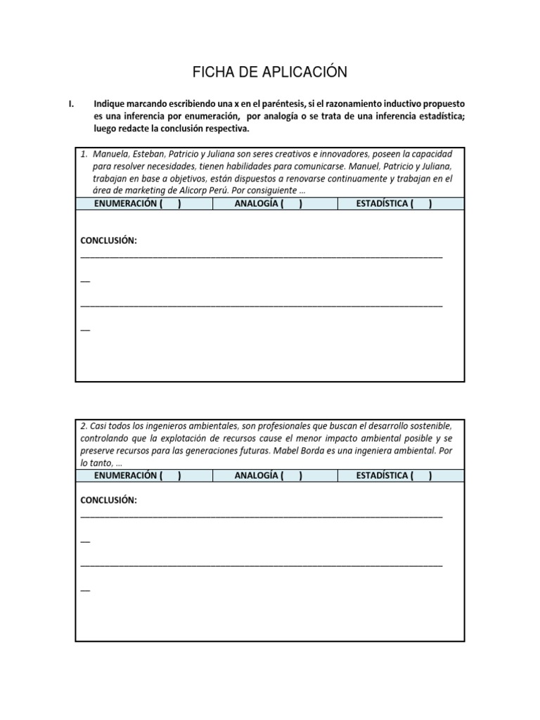 Ficha de Aplicación para La Actividad Semanal | PDF | Inferencia ...
