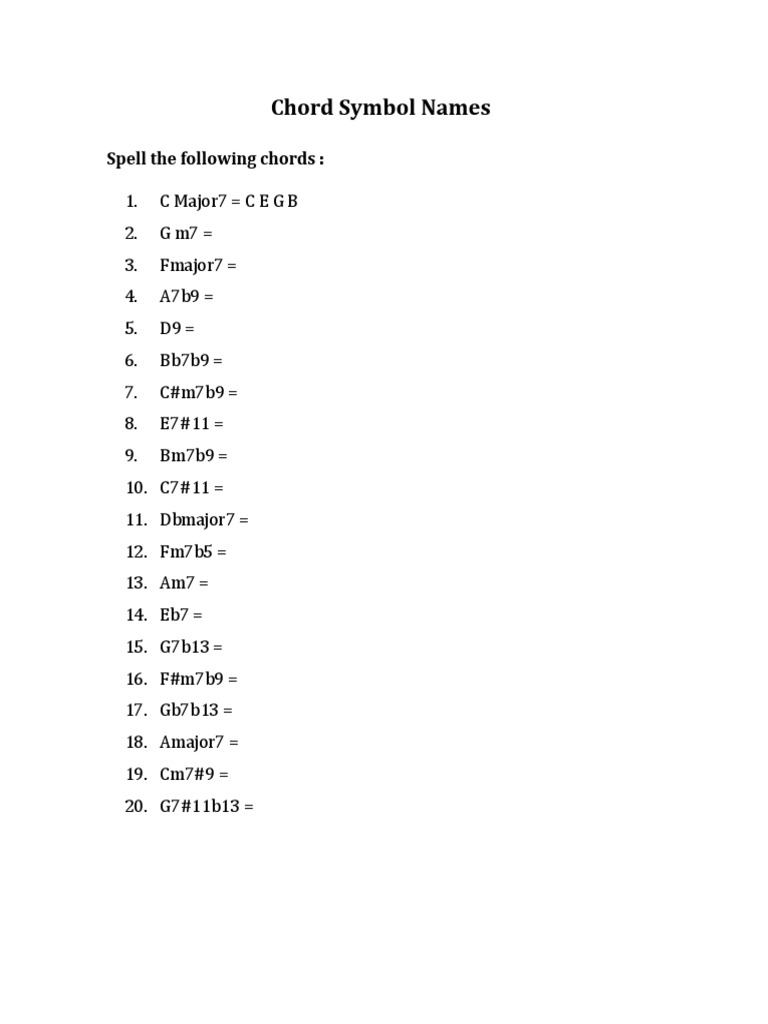 Chord Spelling Exercise | PDF | Teaching Methods & Materials