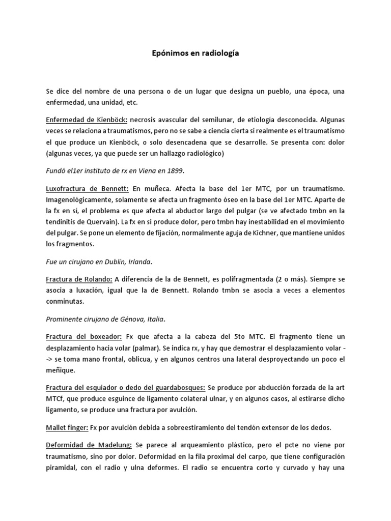 Epónimos de fracturas y luxaciones | PDF | Lesión | Hueso