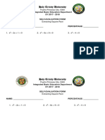 Evaluation Form - Quadratic Formula