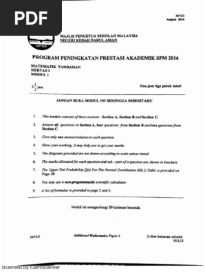 2016 Percubaan Spm Kedah Matematik Tambahan Kertas 2 Pdf