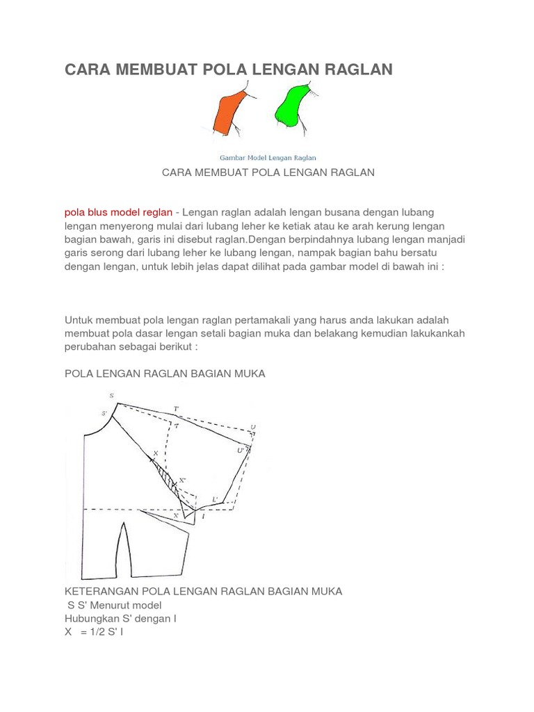 Cara Membuat Pola Lengan Raglan Pdf