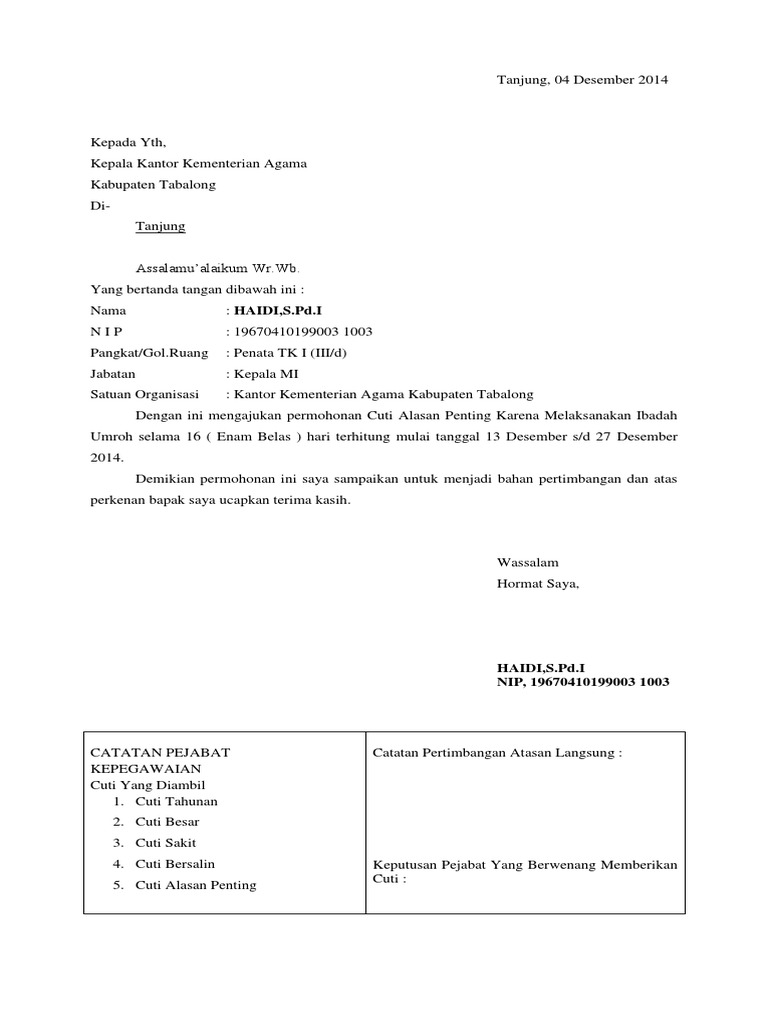 Surat Ijin Umroh | PDF
