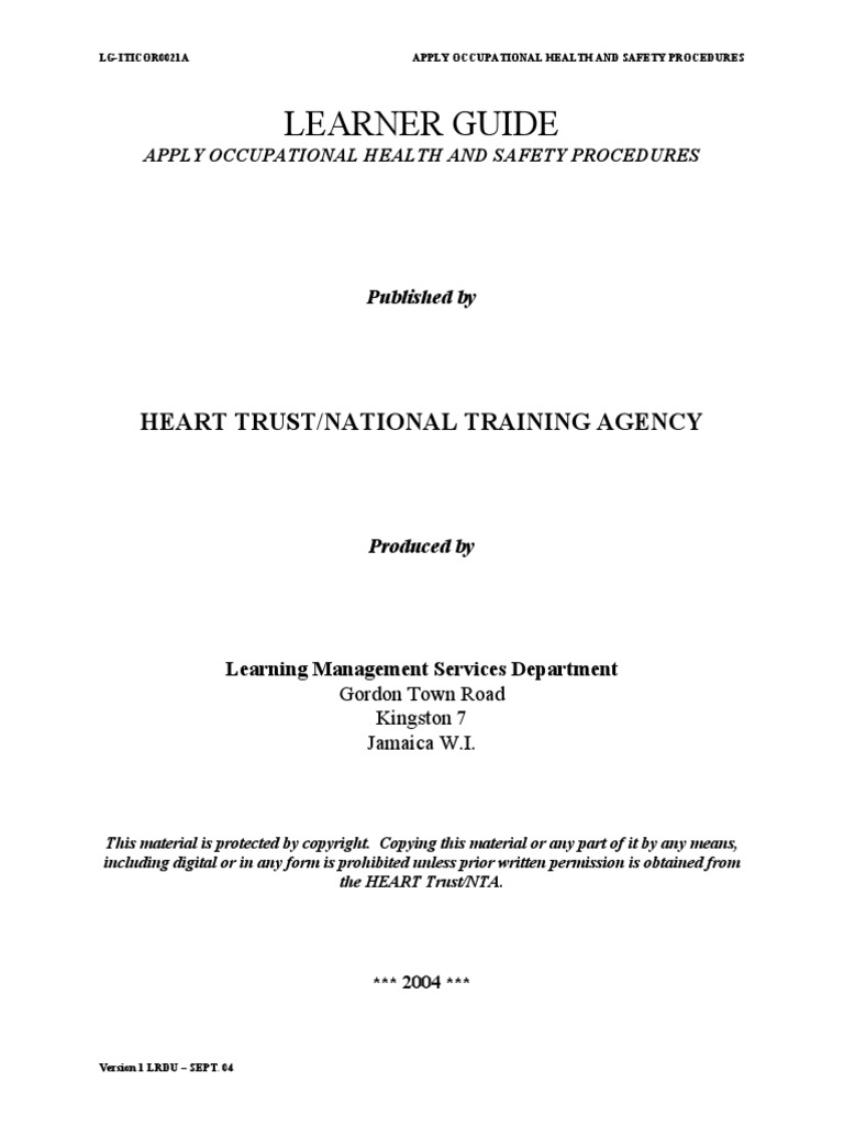 Apply Occupational Health and Safety Procedures Competence (Human