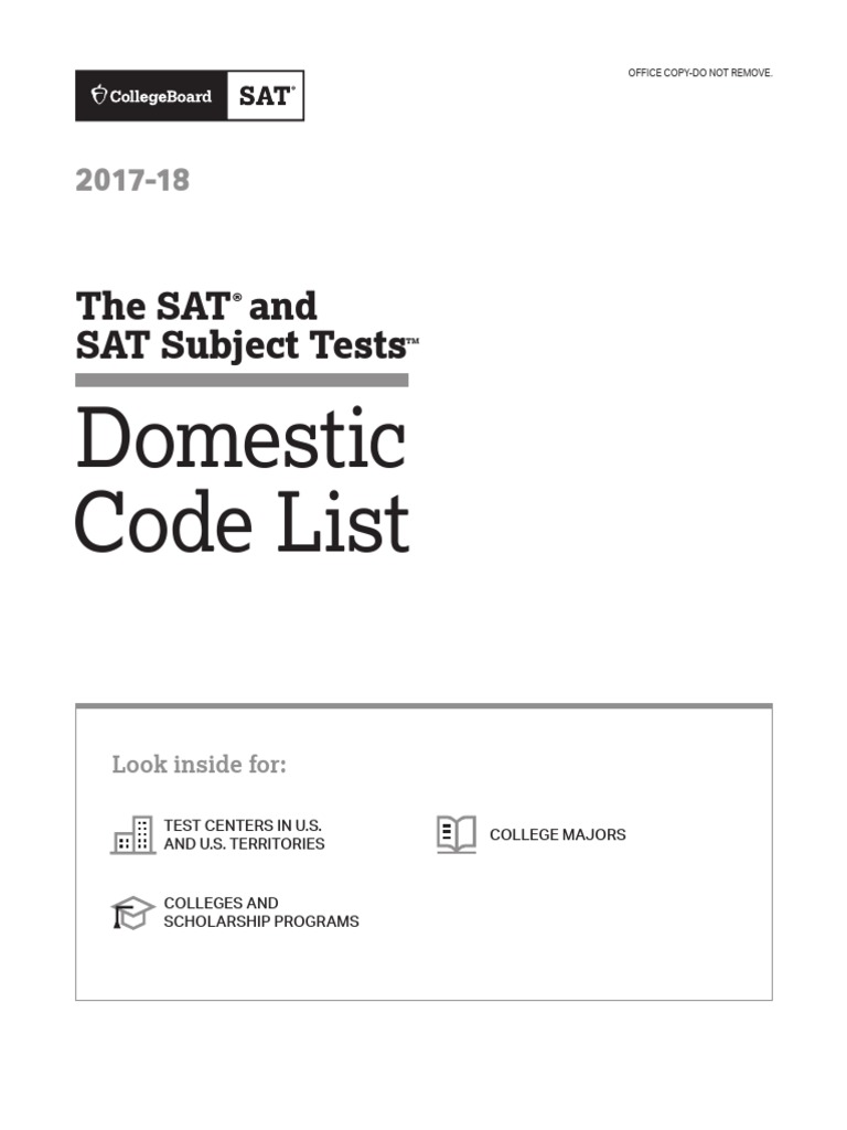 PDF Sat Domestic Code List PDF Sat Standardized Tests