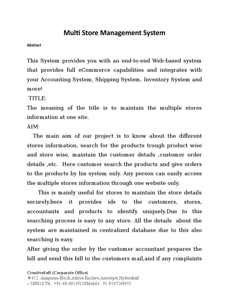 Multi Store Management System Abstract PDF Databases Dynamic  Page