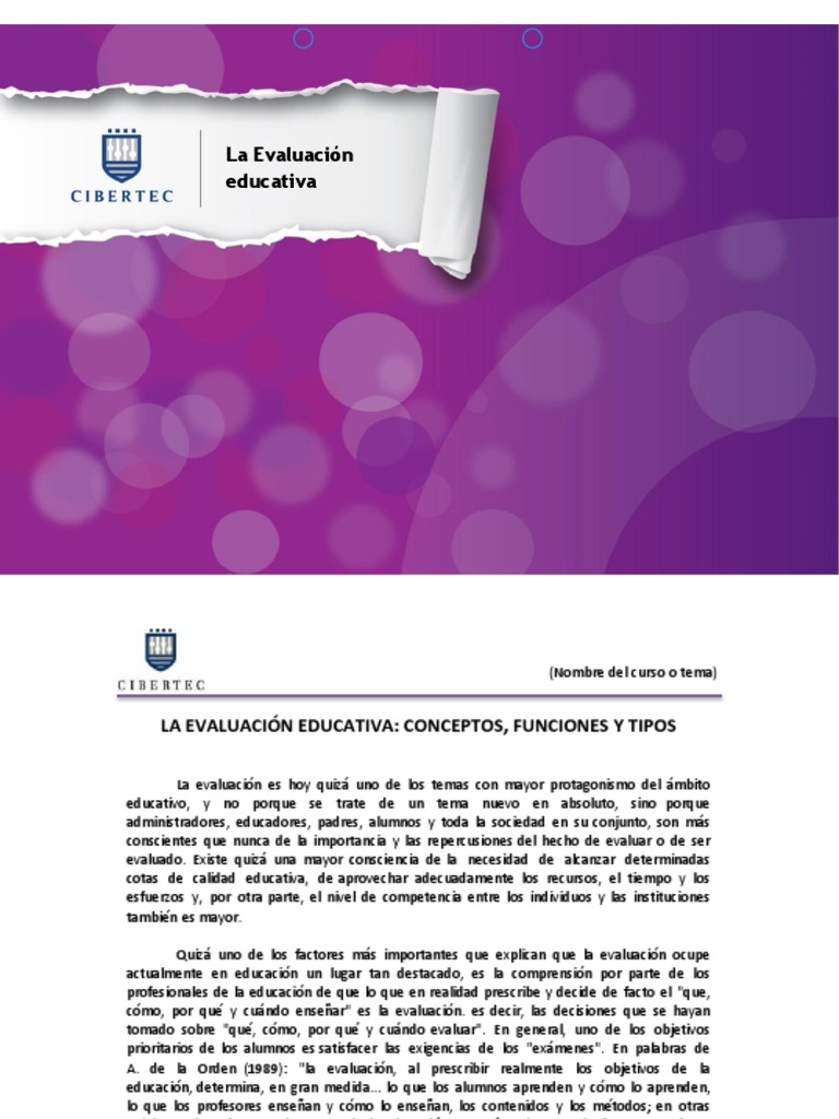 Tipos y Funciones de la Evaluación Educativa | PDF | Evaluación ...