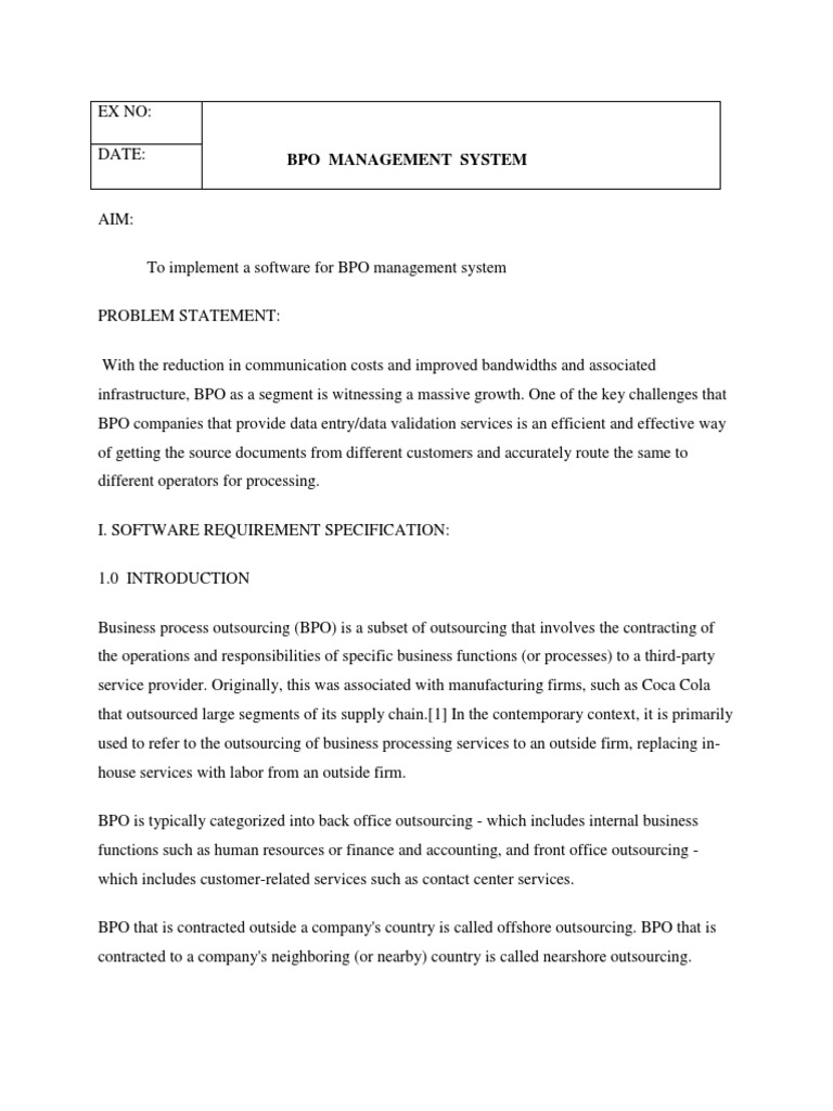 BPO Management System | PDF | Class (Computer Programming) | Business ...
