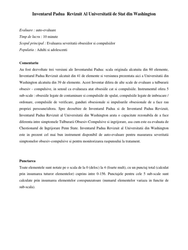 Inventarul Padua Revizuit | PDF