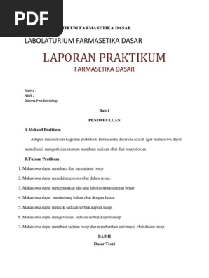 Laporan Praktikum Farmasetika Dasar Pdf