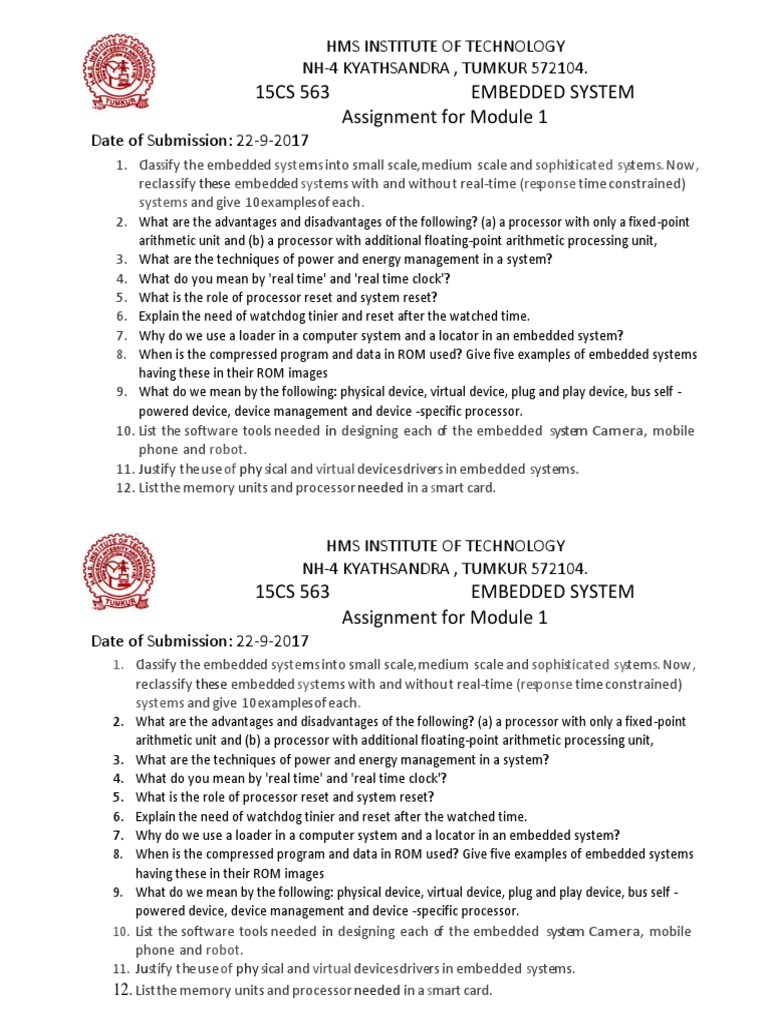 Embedded System Assignment 1 | PDF | Embedded System | Read Only Memory