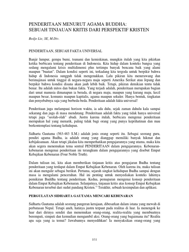 Apo 17 Penderitaan Menurut Agama Buddha Pdf Pdf