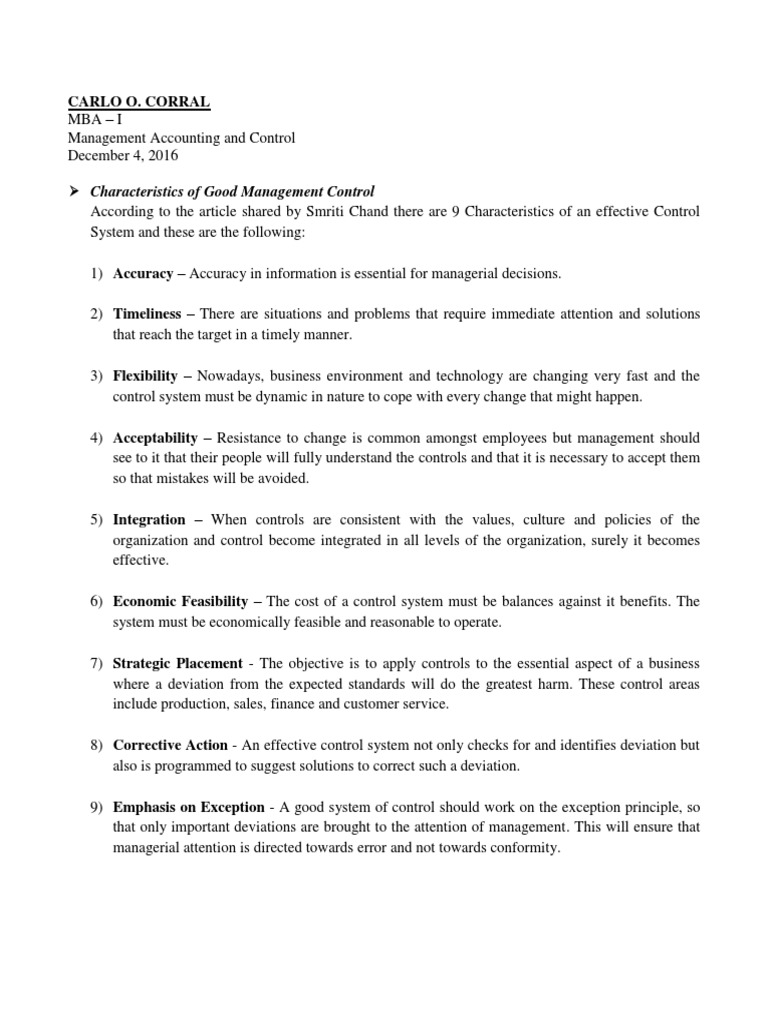Characteristics of Effective Control Systems | PDF | Emergence | Business
