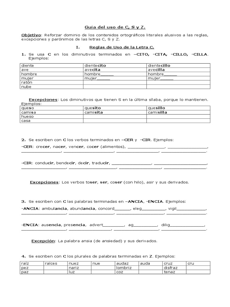 Uso de C, S y Z: Guía para Primaria | PDF | Onomástica | Gramática