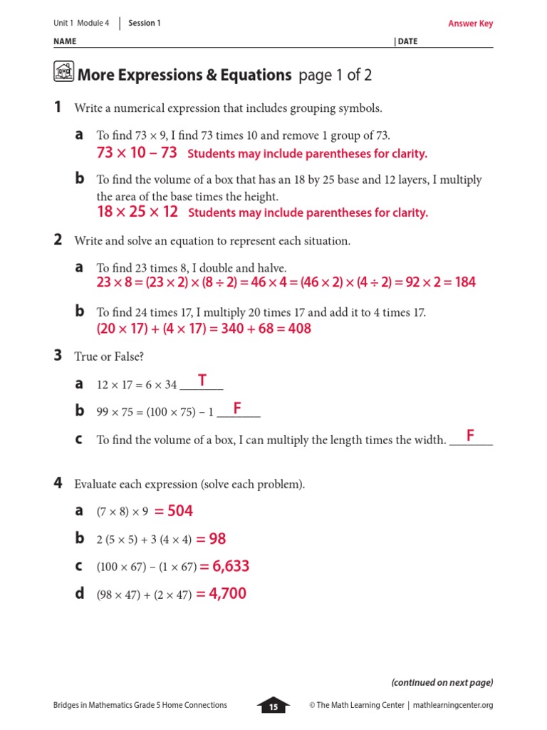 bridges-in-mathematics-grade-2-home-connections-answer-key