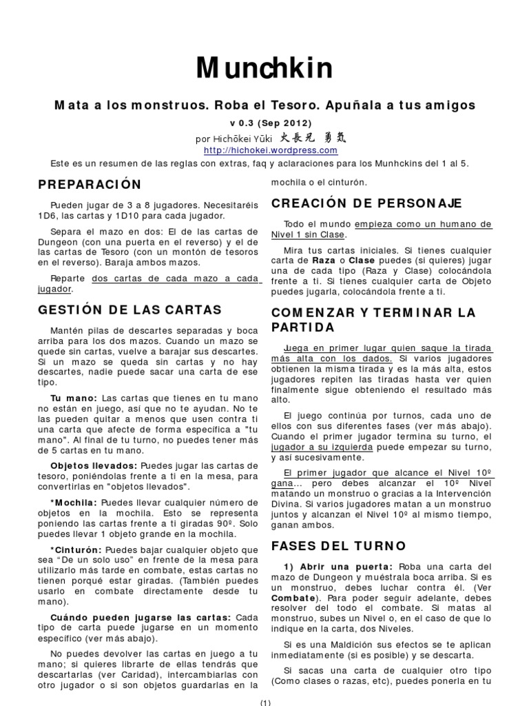 Munchkin Reglas | PDF | Duendes | Maldición