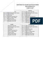 Roster TK Madinah Padangsidimpuan Kelompok B 1 TAHUN 2017: Senin Selasa