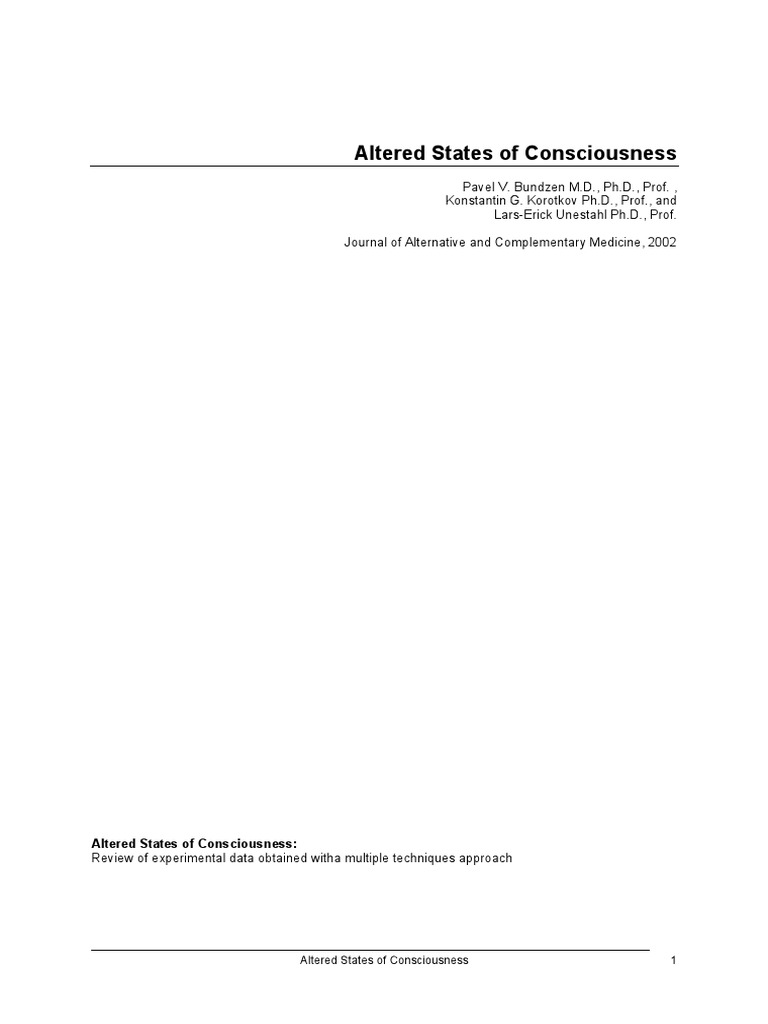 Research on Altered States of Consciousness | PDF ...