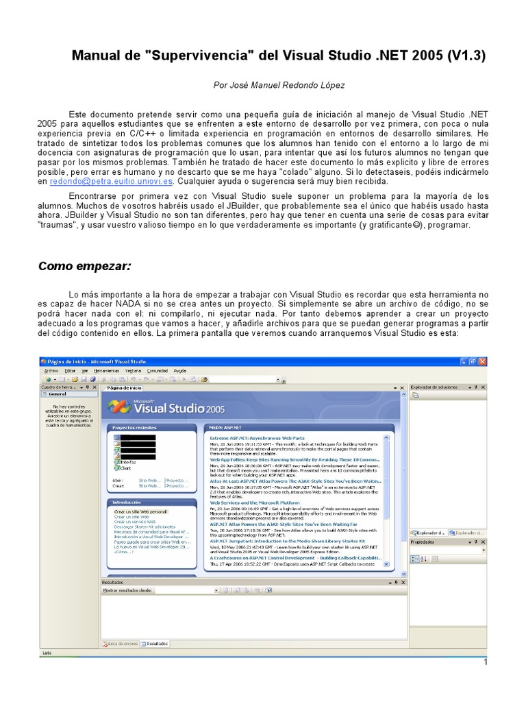 Visual Studio 2005 para Principiantes PDF | PDF | C ++ | Programa de ...