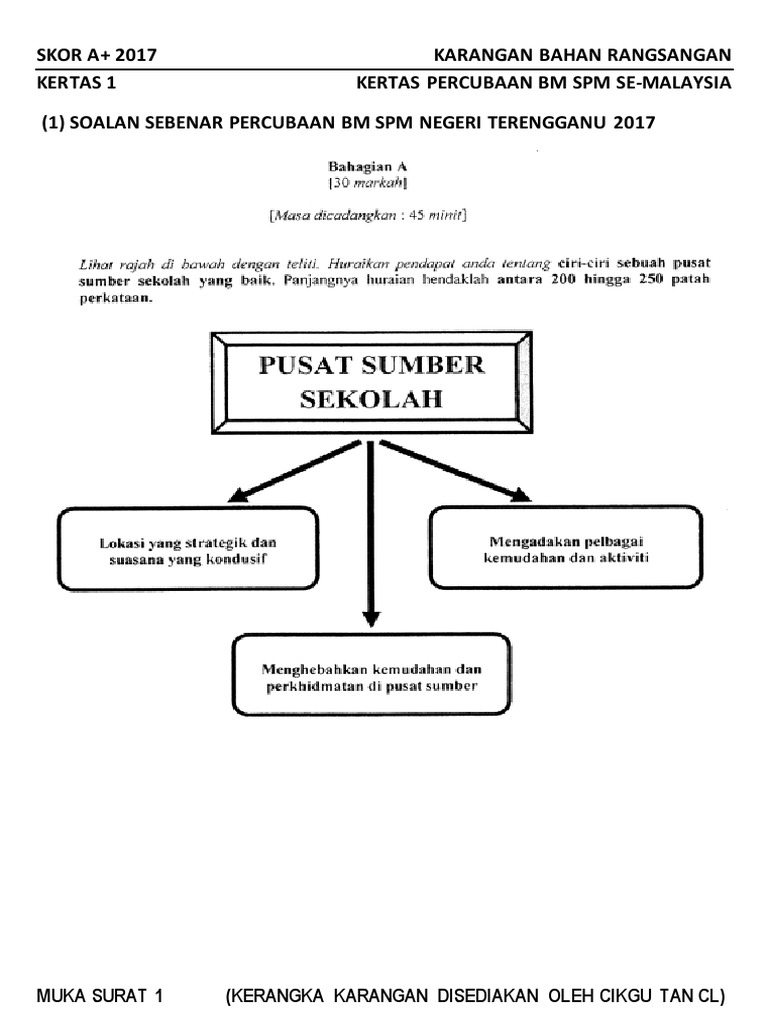 Soalan Kerangka Kertas 1 Bahagian A Percubaan Bm Spm Se Malaysia 2017 Pdf