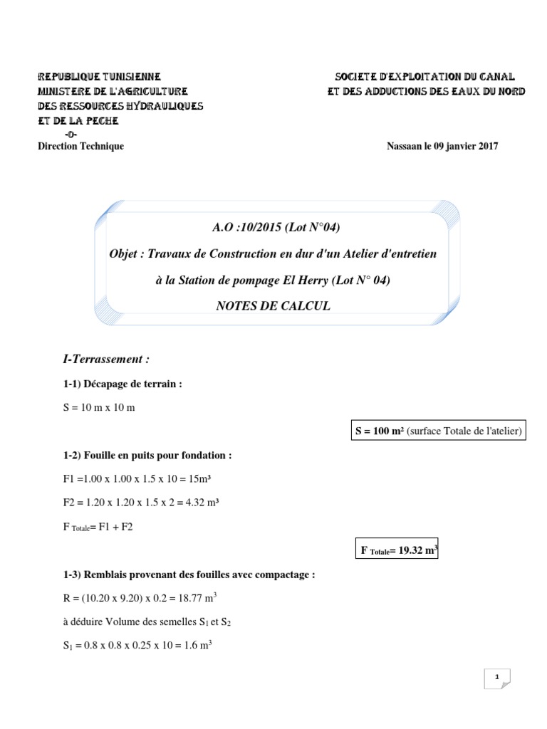 Notes de calcul pour atelier El Herry | PDF | Fenêtre | Matériaux de ...