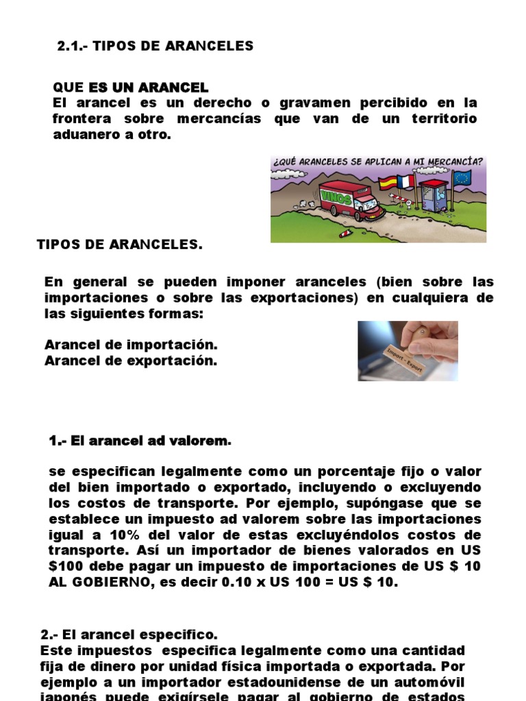2 1 Tipos De Aranceles