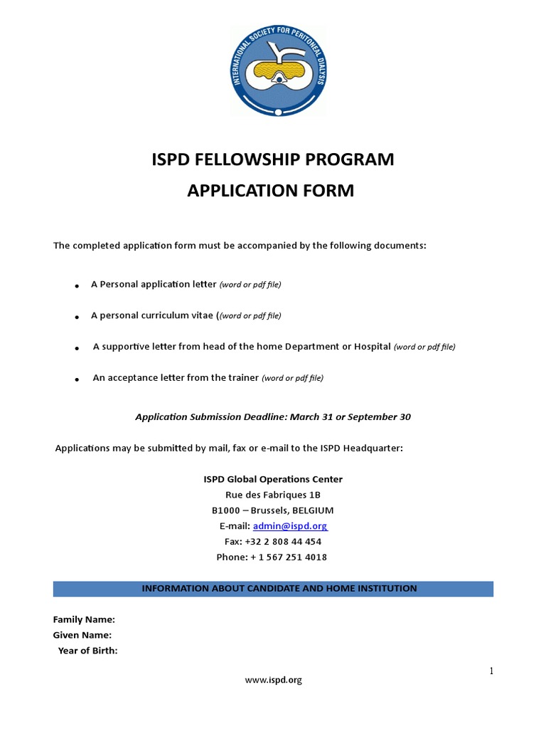 ISPD Fellowship Program Application Form | PDF | Business