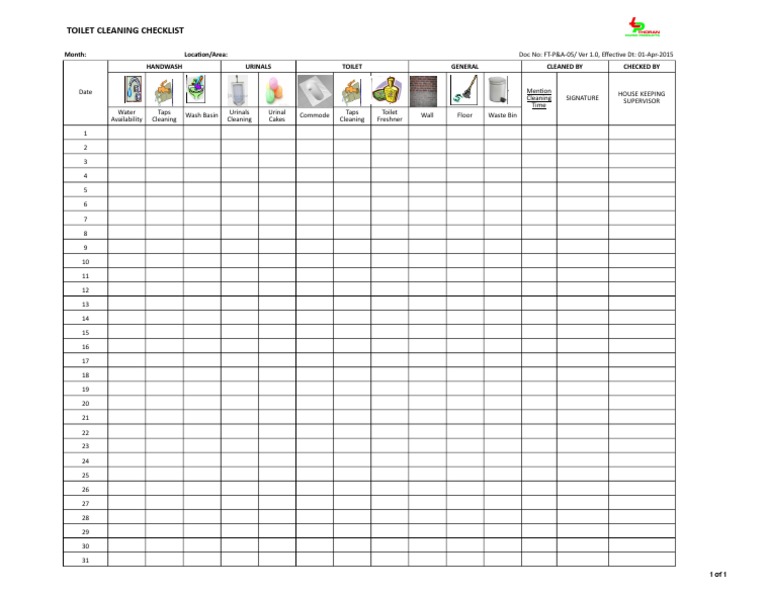 FT-P&a-05 Toilet Cleaning Checklist | PDF