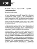 Declaración institucional del president de la Generalitat, Carles Puigdemont