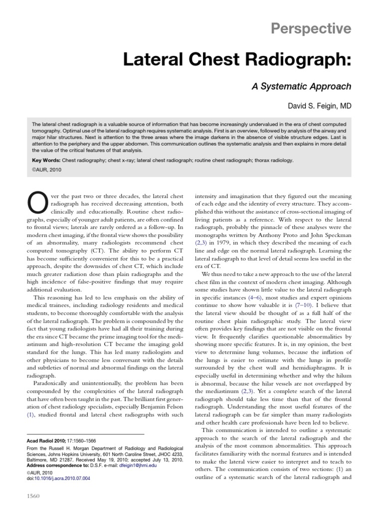 Systematic Analysis of Lateral Chest X-rays | PDF | Lung | Heart
